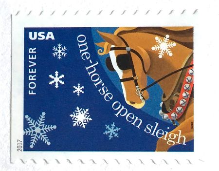 100 Forever Christmas Horse Stamps Sleigh Ride Stamps for Mailing Holiday Cards